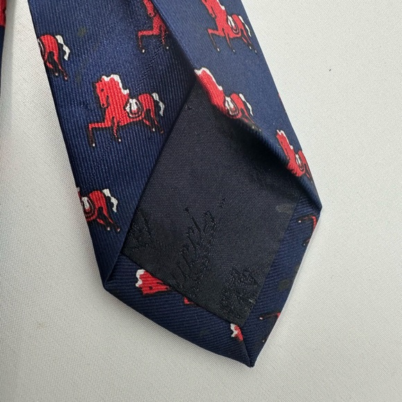 Gucci 100% silk blue vintage tie red horses desing - Picture 6 of 9
